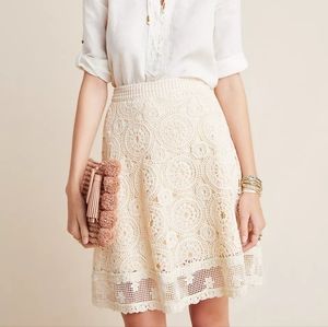 Anthropologie NWT crochet white skirt 8
